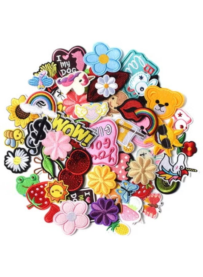 fantasize Patches for Clothing, 60 PCS Embroidered Iron On Patches DIY Accessories, Random Assorted Decorative Patches , Cute Sewing Applique for Jackets, Hats, Backpacks, Jeans, 60 Pieces Package - Image 1